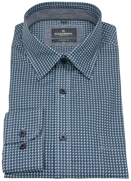 Casa Moda Shirt - Comfort Fit - Kent Collar - Print - Blue