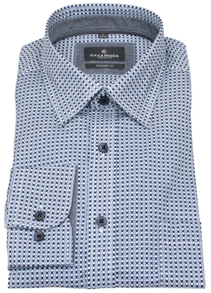 Casa Moda Hemd - Comfort Fit - Kentkragen - Print - blau / hellblau