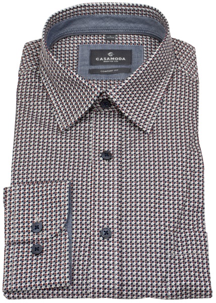 Casa Moda Chemise - Comfort Fit - Col Kent - Imprimé - rouge