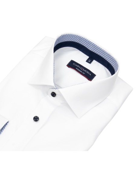 Casa Moda Hemd - Modern Fit - Kentkragen - Patch - Kontrastknöpfe - weiß - 334026300 000 