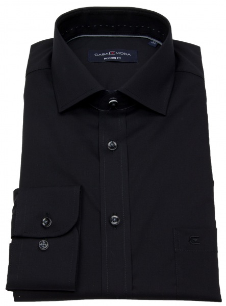 Casa Moda Hemd - Modern Fit - schwarz - extra langer Arm 72cm