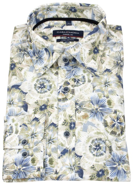 Casa Moda Leinenhemd - Casual Fit - Kentkragen - Print - mehrfarbig - ohne OVP