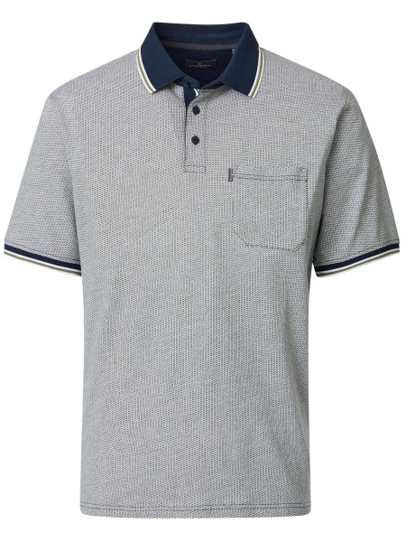 Casa Moda Poloshirt - Regular Fit - Kontrastkragen - feines Muster - grün