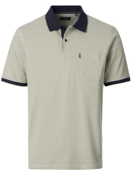 Casa Moda Poloshirt - Regular Fit - Kontrastkragen - Streifen - grün