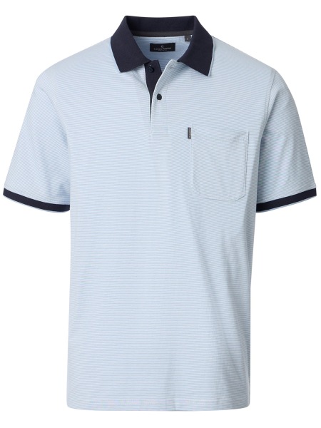 Casa Moda Poloshirt - Regular Fit - Kontrastkragen - Streifen - hellblau
