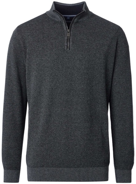 Casa Moda Sweatshirt Pullover - Troyerkragen - Struktur - anthrazit