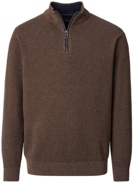 Casa Moda Sweatshirt Pullover - Troyerkragen - Struktur - braun