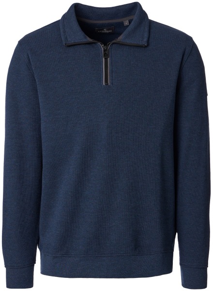 Casa Moda Sweatshirt Pullover - Troyerkragen - Struktur - dunkelblau