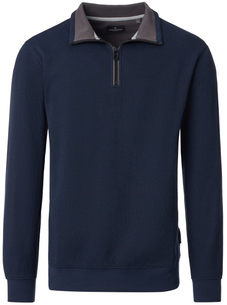 Casa Moda Sweatshirt Pullover - Troyerkragen - Struktur - dunkelblau