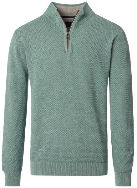 Casa Moda Sweatshirt Pullover - Troyerkragen - Struktur - grün