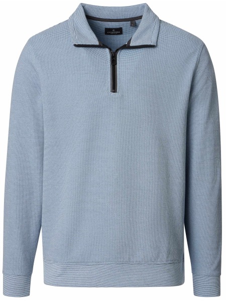Casa Moda Sweatshirt Pullover - Troyerkragen - Struktur - hellblau