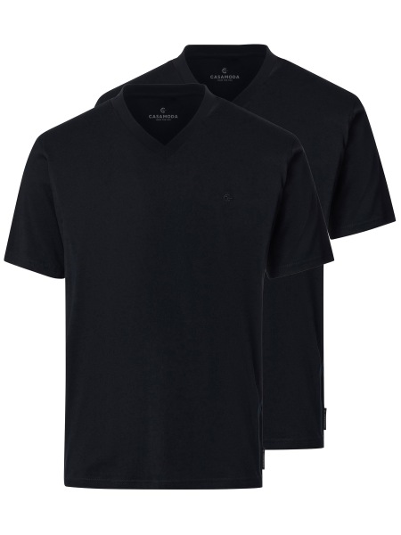 Casa Moda T-shirt double pack - V-neck - black