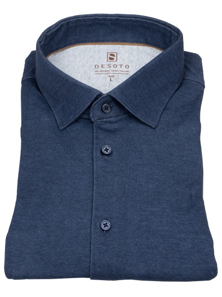 DESOTO Hemd - Slim Fit - Jersey - Kentkragen - dunkelblau
