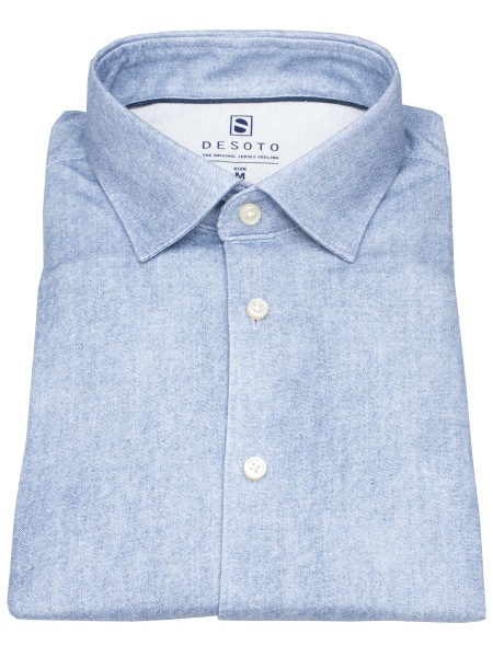 DESOTO Hemd - Slim Fit - Jersey - Kentkragen - hellblau