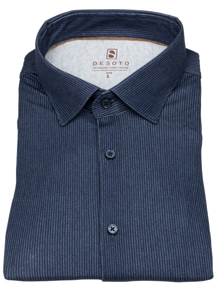 DESOTO Hemd - Slim Fit - Jersey - Struktur - dunkelblau