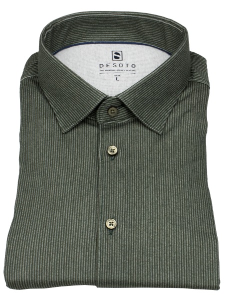 DESOTO Hemd - Slim Fit - Jersey - Struktur - dunkelgrün