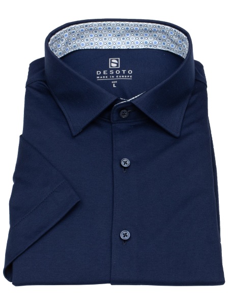 DESOTO Kurzarmhemd - Slim Fit - Jersey - Kentkragen - dunkelblau - ohne OVP - 83532-3 057 