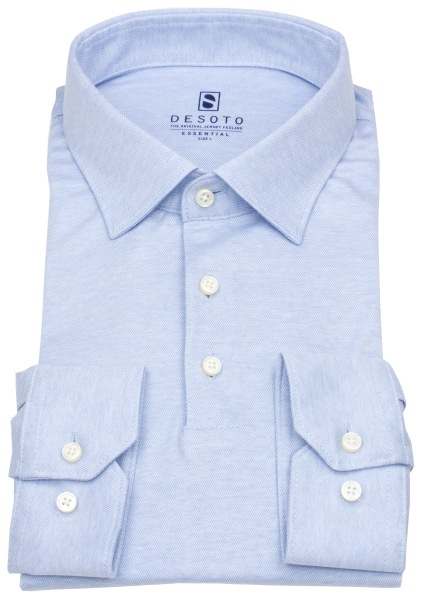 DESOTO Poloshirt Langarm - Slim Fit - Jersey - hellblau