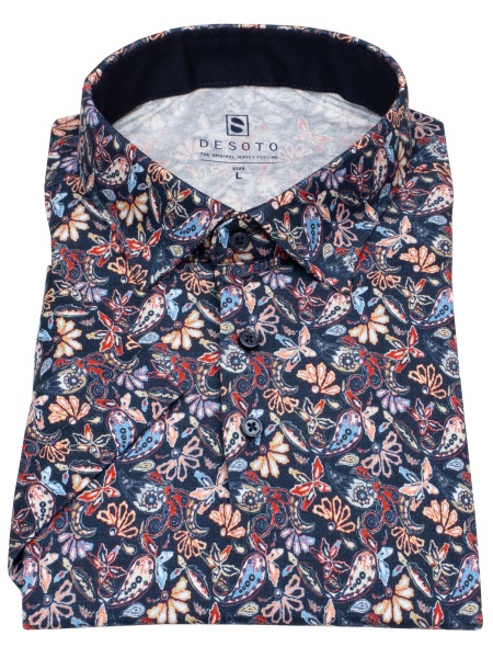 DESOTO Poloshirt - Slim Fit - Jersey - Print - rot / blau - ohne OVP