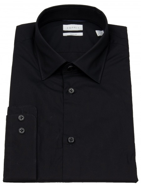 Esprit Hemd - Regular Fit - Kentkragen - schwarz