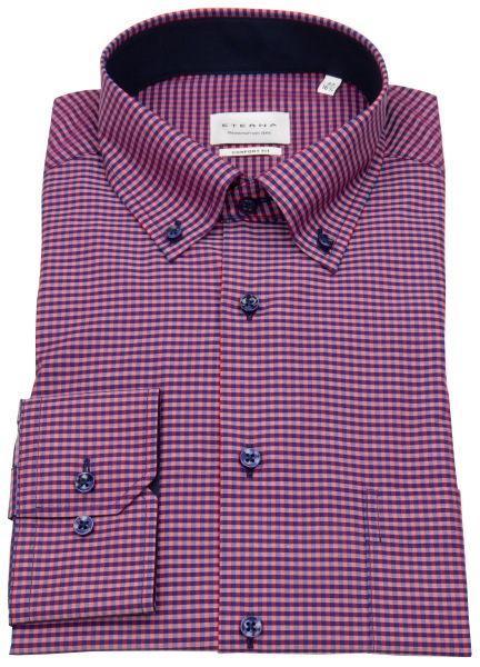 Eterna Hemd - Comfort Fit - Button Down - rot / dunkelblau - 8913 E146 58 