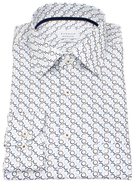 Eterna Hemd - Comfort Fit - Kreise - blau / beige - extra langer 68cm Arm