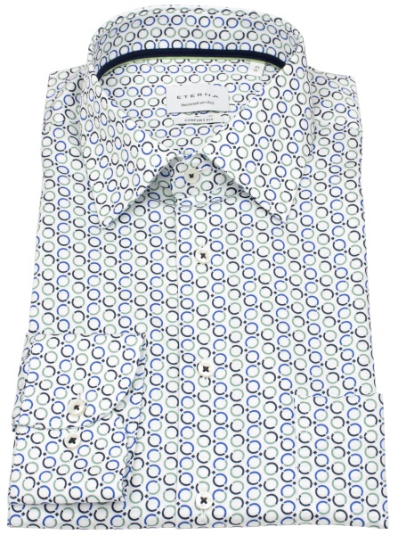 Eterna Hemd - Comfort Fit - Kreise - blau / grün - extra langer 68cm Arm
