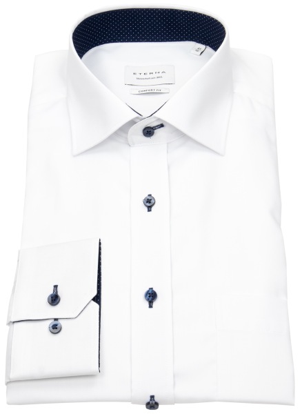 Eterna Hemd - Comfort Fit - Oxford - Kontrastknöpfe - weiß - ohne OVP
