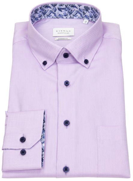 Eterna Hemd - Modern Fit - Button Down Kragen - Oxford - helles lila - ohne OVP