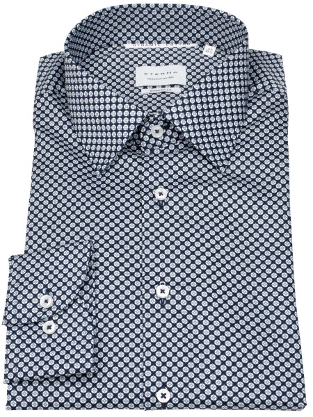 Eterna Hemd - Modern Fit - Dynamic Cotton - Print - dunkelblau - extra langer 68cm Arm - 1216 X171 19 Al=68 