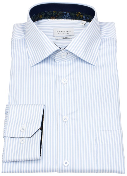 Eterna Hemd - Modern Fit - Dynamic Cotton - Streifen - hellblau - extra langer 68cm Arm - ohne OVP