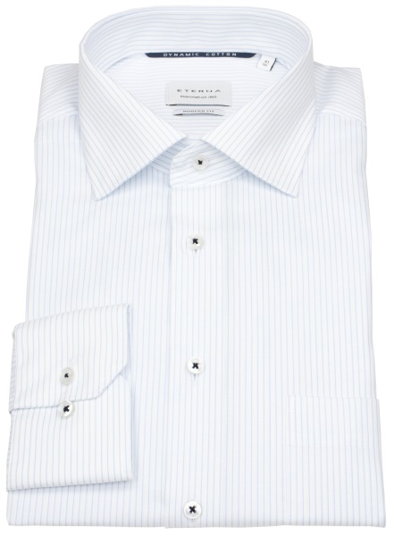 Eterna Hemd - Modern Fit - feine Streifen - hellblau / weiß