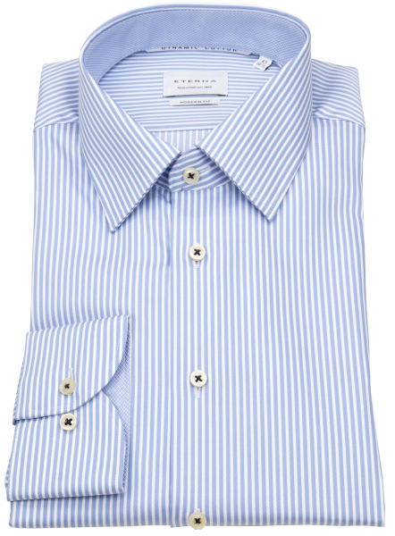 Eterna Hemd - Modern Fit - Kentkragen - Natural Stretch - Streifen - hellblau / weiß