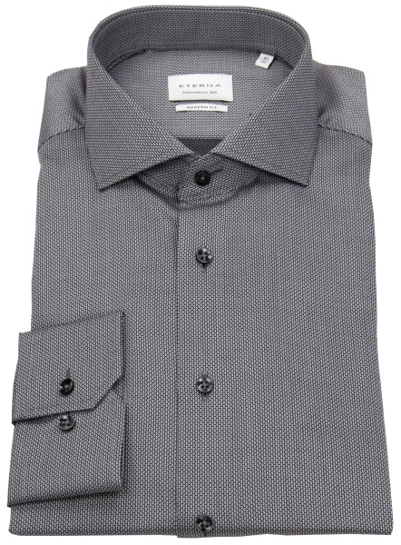Eterna Hemd - Modern Fit - Kentkragen - Struktur - grau - extra langer 68cm Arm