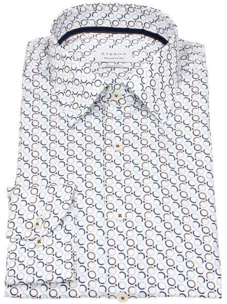 Eterna Hemd - Modern Fit - Kreise - blau / beige - extra langer 68cm Arm - ohne OVP