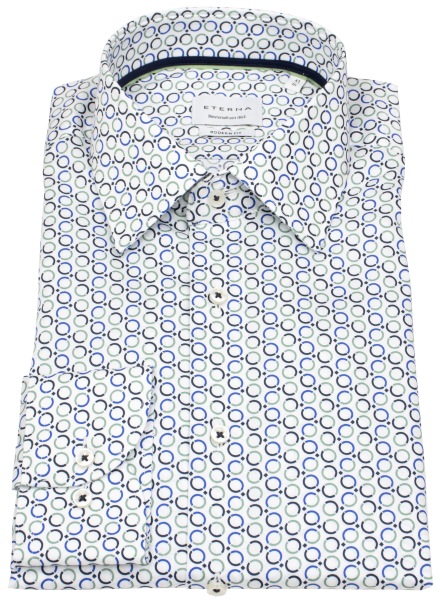 Eterna Hemd - Modern Fit - Kreise - blau / grün - extra langer 68cm Arm