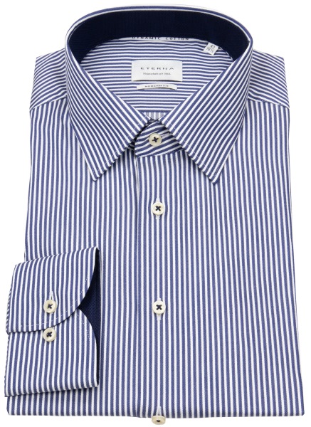 Eterna Hemd - Modern Fit - Natural Stretch - Streifen - blau - extra langer 68cm Arm - ohne OVP
