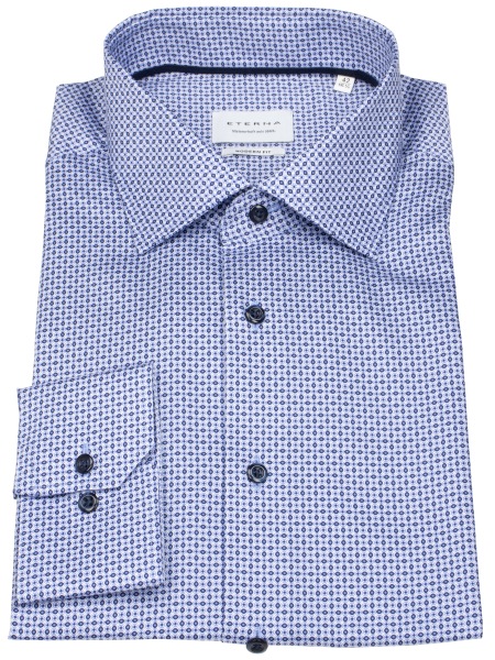 Eterna Hemd - Modern Fit - Print - dunkelblau / hellblau - extra langer 68cm Arm - 4222 X18K 12 Al=68 