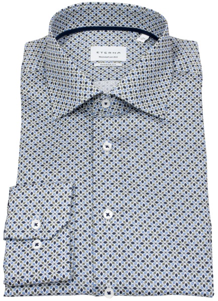 Eterna Hemd - Modern Fit - Print - dunkelblau / hellblau / grün - extra langer 68cm Arm - ohne OVP