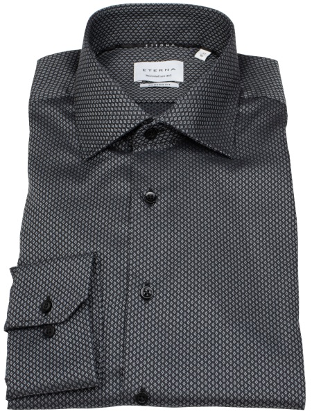 Eterna Hemd - Modern Fit - Print - schwarz / grau - 1059 X18K 38 