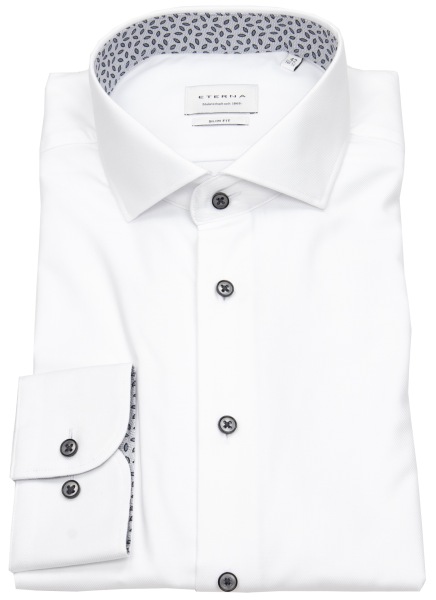 Eterna Hemd - Slim Fit - Haifischkragen - Struktur - Kontrastknöpfe - weiß