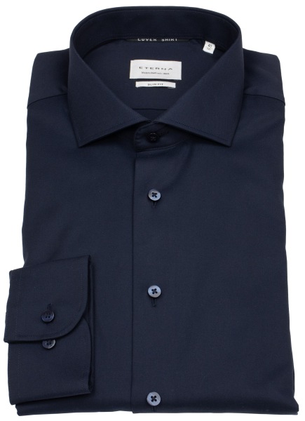 Eterna Hemd - Slim Fit - Haikragen - Cover Shirt - extra blickdicht - dunkelblau