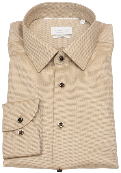 Eterna Hemd - Slim Fit - Kentkragen - Dynamic Cotton - Struktur - hellbraun - ohne OVP