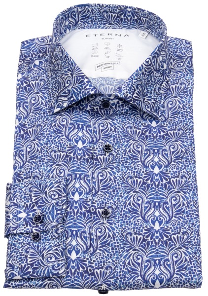 Eterna Hemd - Slim Fit - Performance Shirt - Stretch - blau / weiß - 4207 F170 18 