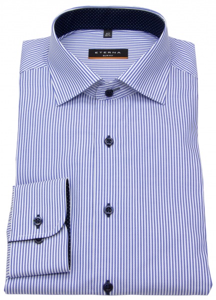 Eterna Hemd - Slim Fit - Streifen - blau / weiß