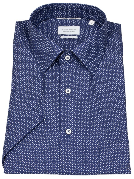 Eterna Kurzarmhemd - Comfort Fit - Kentkragen - dunkelblau / weiß