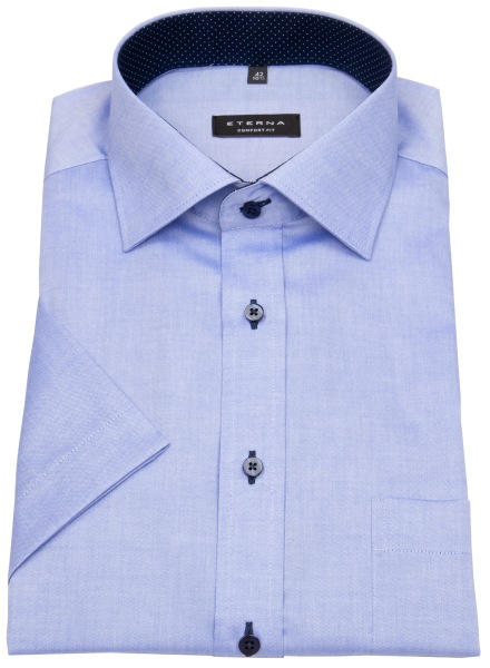 Eterna Kurzarmhemd - Comfort Fit - Oxford - Kontrastknöpfe - hellblau - ohne OVP - 8100 K137 12 