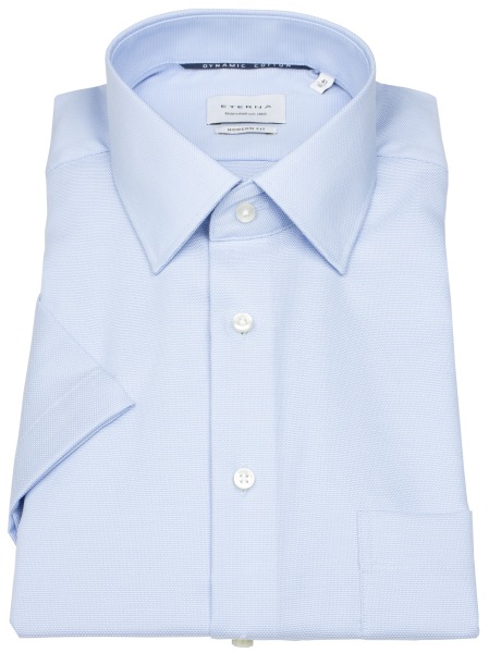 Eterna Kurzarmhemd - Modern Fit - Dynamic Cotton - Struktur - hellblau