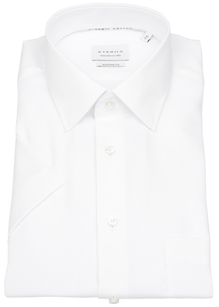 Eterna Kurzarmhemd - Modern Fit - Dynamic Cotton - Struktur - weiß - ohne OVP