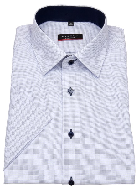 Eterna Kurzarmhemd - Modern Fit - fein kariert - hellblau / weiß - ohne OVP